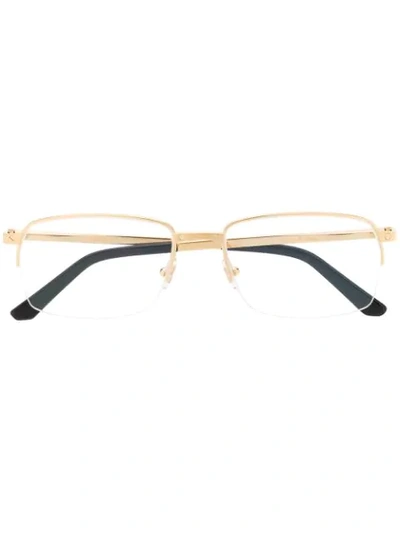 Shop Cartier Santos De  Glasses In Gold