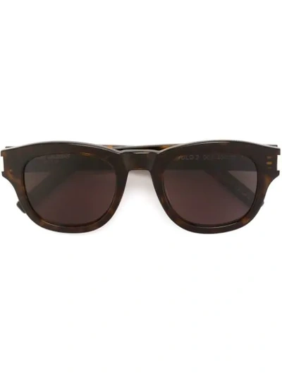 Shop Saint Laurent 'bold' Sunglasses In Brown