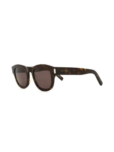 Shop Saint Laurent 'bold' Sunglasses In Brown