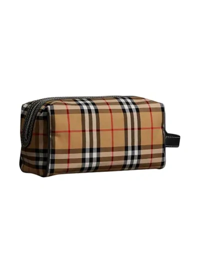 Shop Burberry Vintage Check And Leather Pouch In Brown