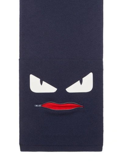 Shop Fendi Schal Im ''bag Bugs''-design In Blue
