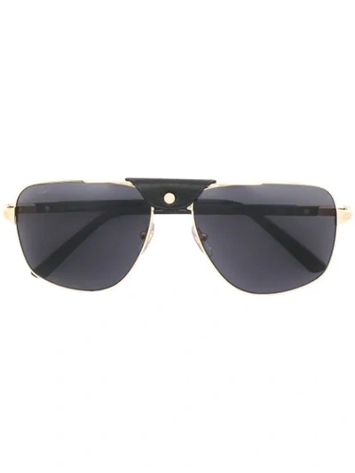 Shop Cartier Santos De  Sunglasses In Black
