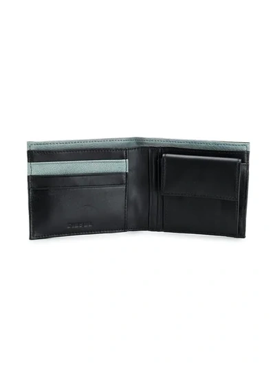 Shop Diesel Leather And Denim Bifold Wallet In Black