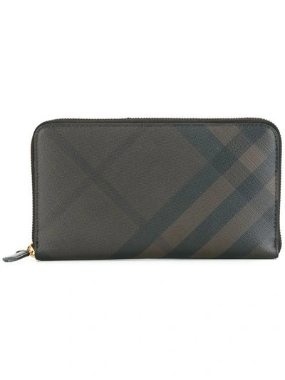 Shop Burberry London Check Ziparound Wallet In Brown