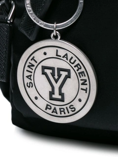 Shop Saint Laurent Silver Toned Slp Logo Keyring - Metallic