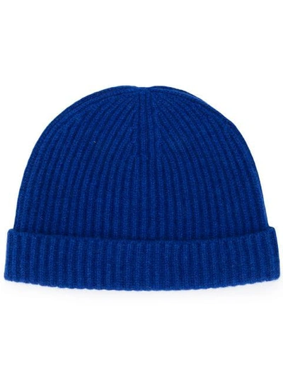 Shop N•peal Ribbed Knit Beanie In Midnight Blue