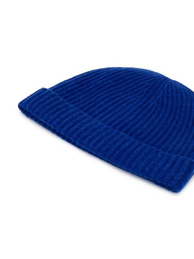 Shop N•peal Ribbed Knit Beanie In Midnight Blue
