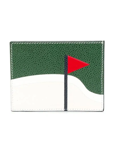 Shop Thom Browne Golf Intarsia Leather Note Cardholder In White