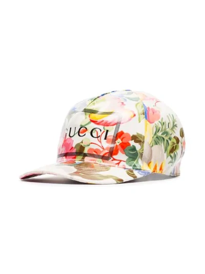 Shop Gucci Floral Print Logo Baseball Cap In 108 - Multicoloured