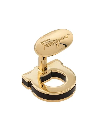 Shop Ferragamo Gancini Cufflinks In Gold