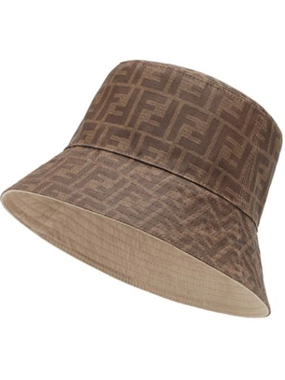 Shop Fendi Reversible Bucket Hat In Brown