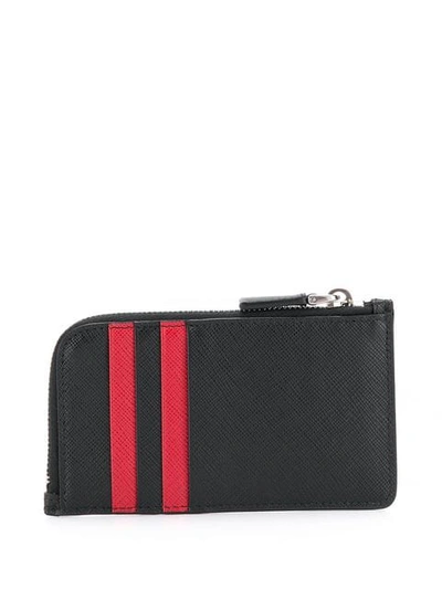 Shop Prada Contrast Stripe Wallet In Black