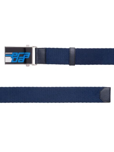 Shop Prada Logo Belt In Blue