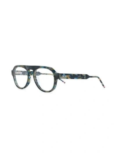 Shop Thom Browne Square Frame Glasses In Green