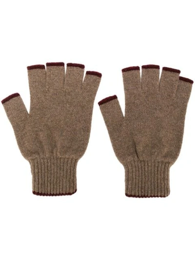 Shop Pringle Of Scotland Fingerless Gloves - Neutrals