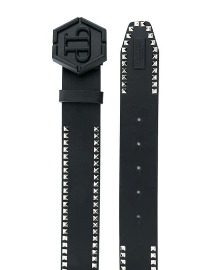 Shop Philipp Plein Logo Studded Belt - Black