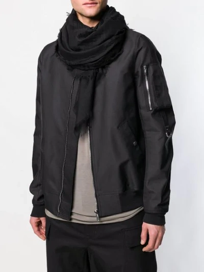 Shop Rick Owens Frayed Edge Scarf In Black