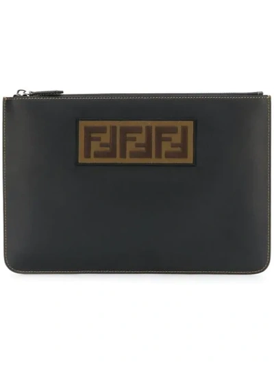 Shop Fendi Ff Logo Pouch In Black