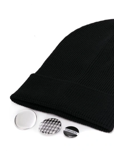 Shop Dsquared2 Knitted Beanie Hat In Black