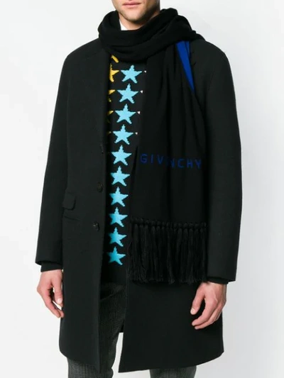 Shop Givenchy Logo Knit Scarf In Black