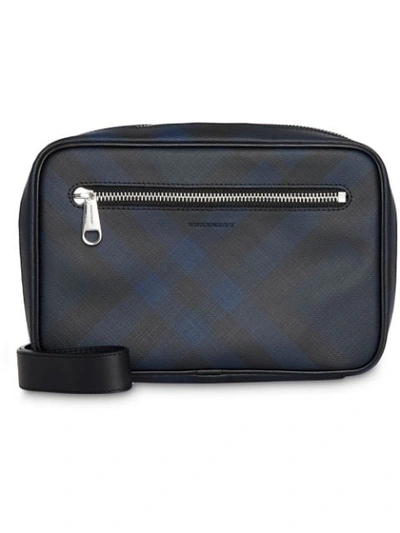 Shop Burberry London Check Travel Pouch In Blue