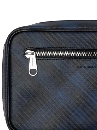 Shop Burberry London Check Travel Pouch In Blue