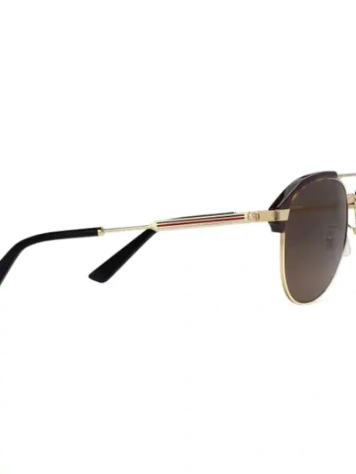 Shop Gucci Specialized Fit Aviator Metal Sunglasses In Metallic