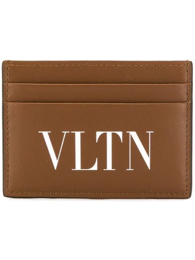 Shop Valentino Vltn Cardholder In Brown