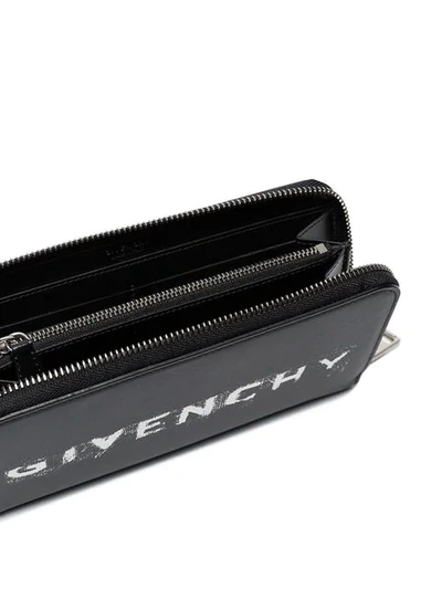 Shop Givenchy Black Faded Branding Print Leather Wallet