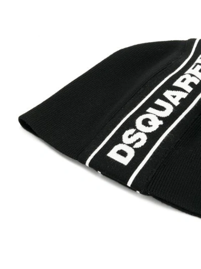 Shop Dsquared2 Branded Knitted Beanie In Black