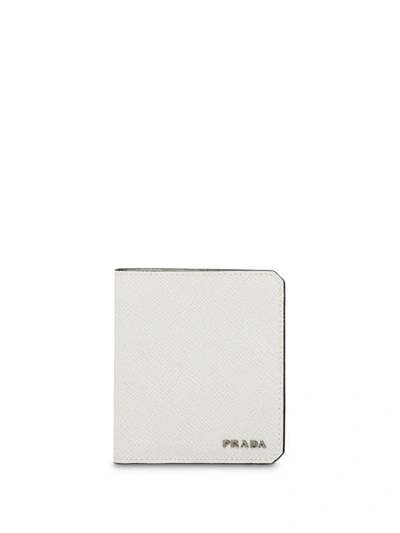 Shop Prada Logo Plaque Wallet In White