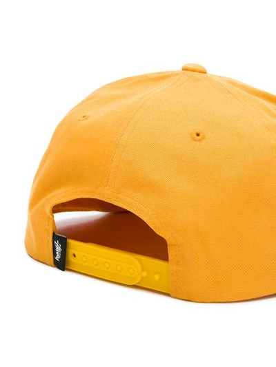 Shop Stussy Logo Baseball Cap In Yellow