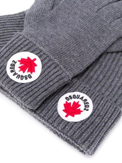 Shop Dsquared2 Beanie And Gloves Set In Grey