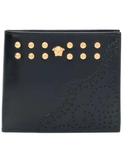 Shop Versace Studded Medusa Wallet - Black