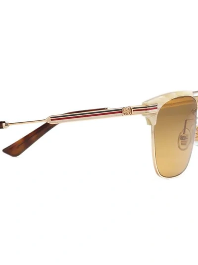 Shop Gucci Square-frame Metal Sunglasses In Metallic
