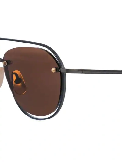 Shop Thom Browne Aviator Sunglasses In Black