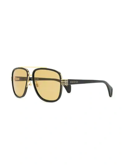 Shop Gucci Aviator Sunglasses In Black