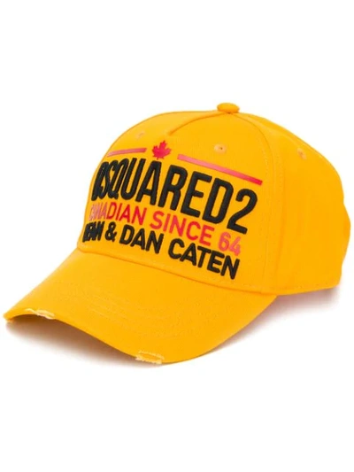 Shop Dsquared2 Logo Embroidered Cap In Orange