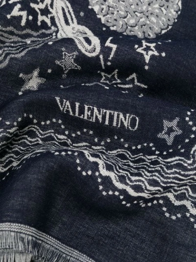 Shop Valentino Galaxy Print Scarf In Blue