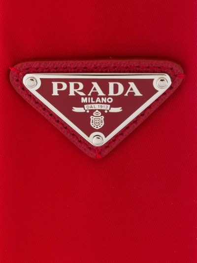 Shop Prada Triangle Logo Tie In Red