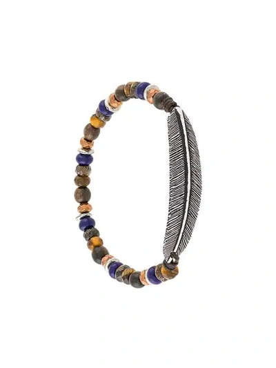 Shop Andrea D'amico Feather Stone Embellished Bracelet In Multicolour