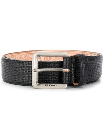 Shop Etro Woven Belt In Black