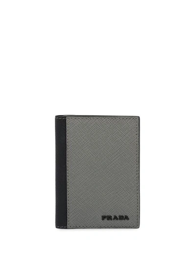 Shop Prada Logo Plaque Card Holder In Grey