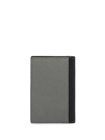 Shop Prada Logo Plaque Card Holder In Grey