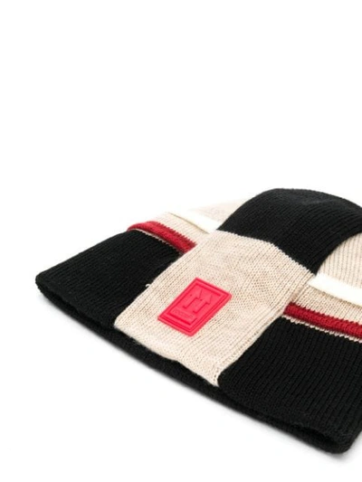 Shop Off-white Colour Block Knitted Hat In 4800 Beige No Col