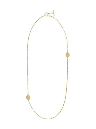 Shop Fendi Karligraphy Engraved Charm Necklace In F152d-burattato Gold