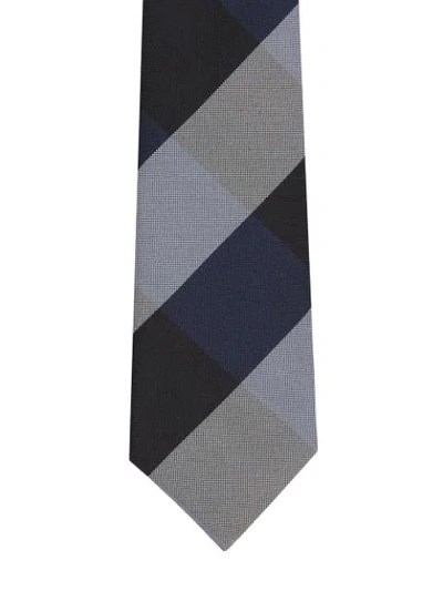 Shop Burberry Checked Tie In Blue