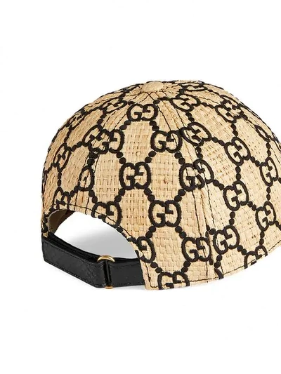 Shop Gucci Gg Baseball Cap With Snakeskin In Brown