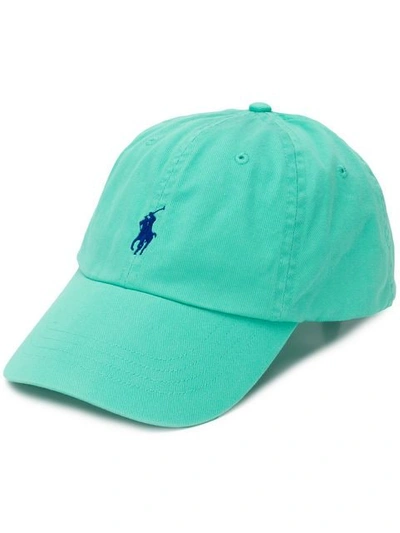 Shop Polo Ralph Lauren Logo Print Baseball Cap In Green