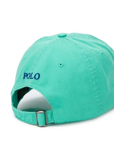 Shop Polo Ralph Lauren Logo Print Baseball Cap In Green